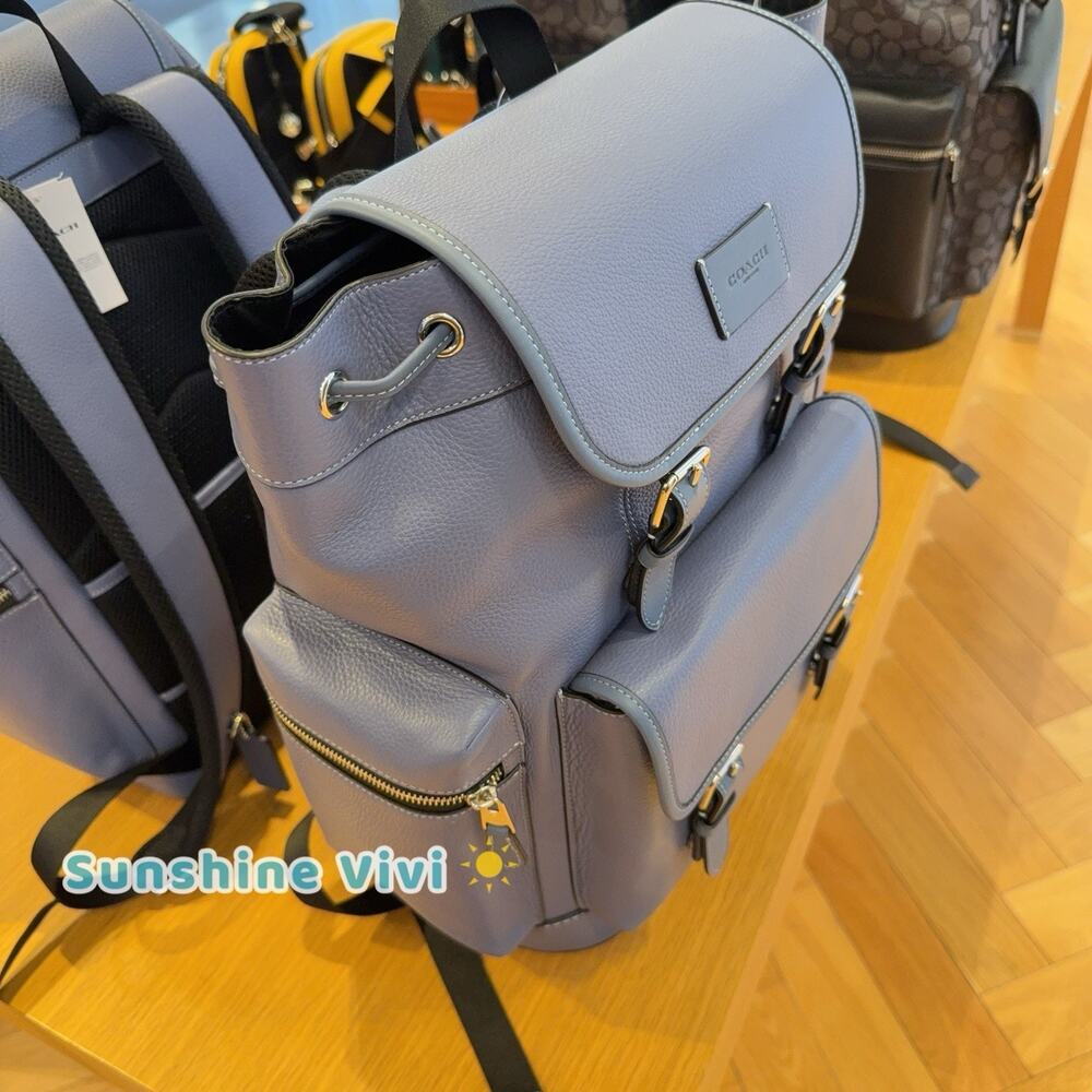 NWT Coach MEN Sprint Backpack Colorblock Signature Canvas CBI11 Light Denim - Picture 2 of 10